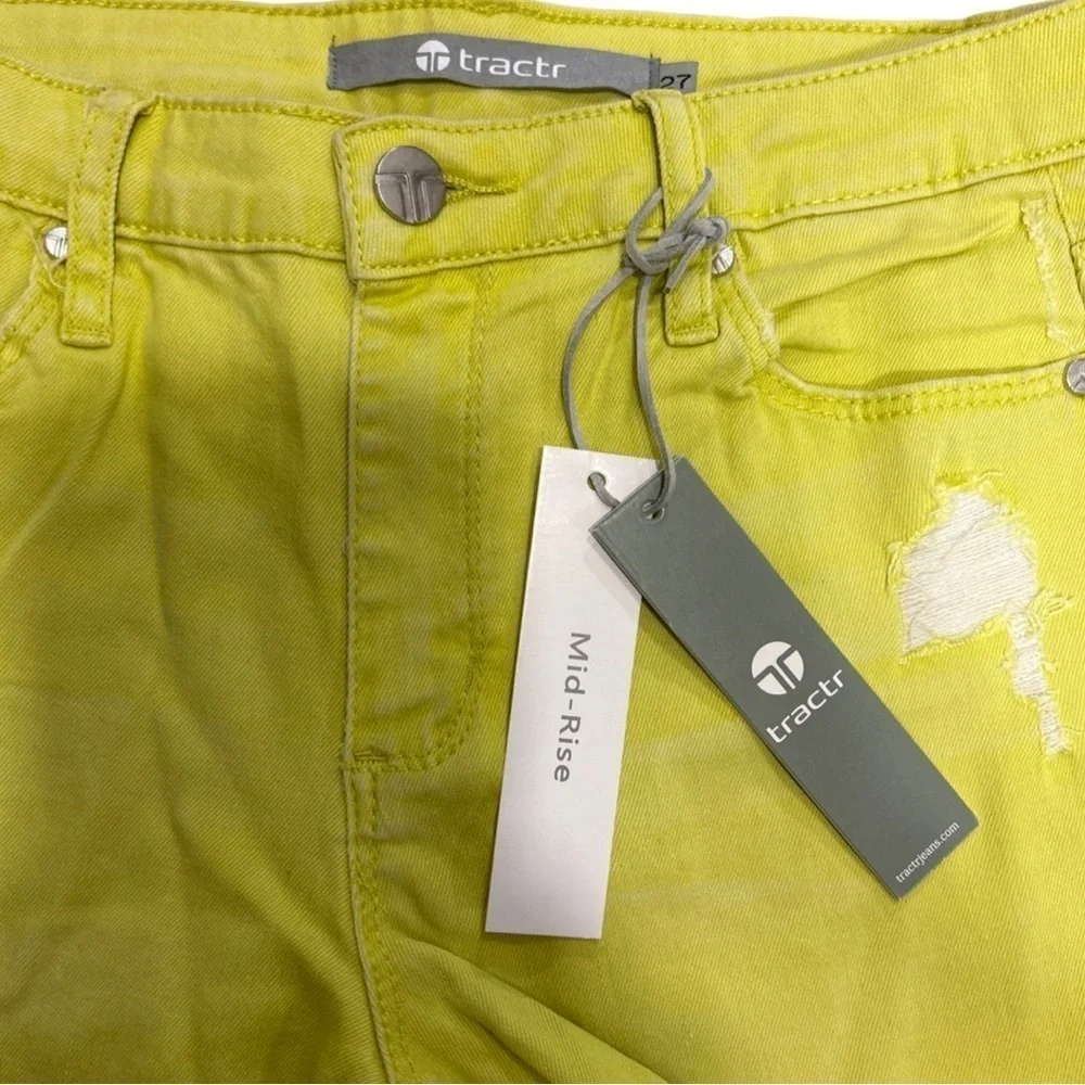 Tractr Neon Yellow High Waist Fray Hem Shorts - Picture 7 of 7